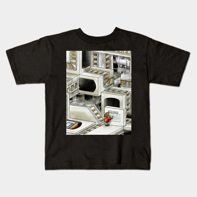 Escher station Kids T-Shirt by CIZDIBUJOS